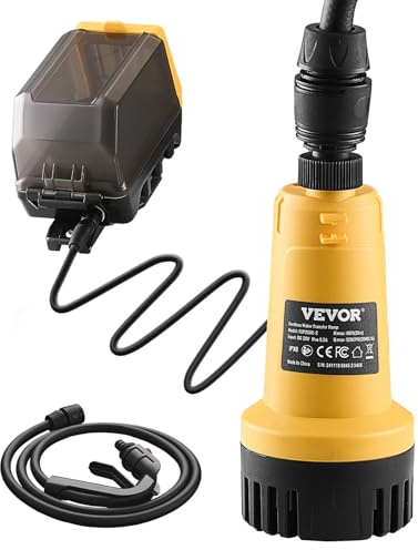 VEVOR Pompa di Trasferimento dell'Acqua Sommergibile Senza Fili, 2000 L/H, Pompa di Sentina Portatile con Tubo da Giardino NPT 19 mm 20 V MAX (Senza Batteria) per Piscina Giardino Stagno