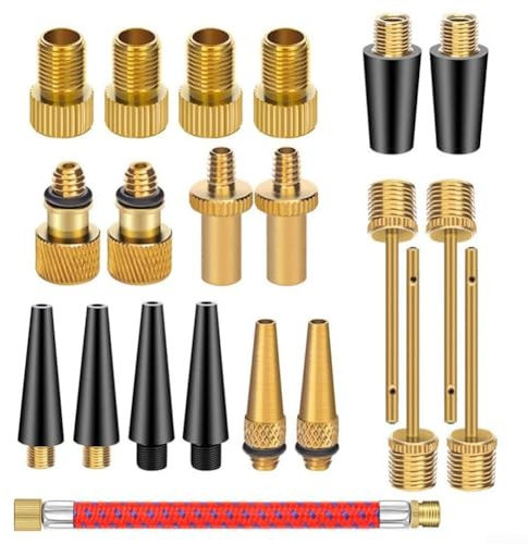 Umfassendes Fahrradventil-Adapter-Set enthält 21, 16 und 9-teilige Sets für alle Fahrradbedürfnisse, kompatibel mit SV/AV/DV-Ventilen (21 x 21 x 21 x 20 cm)