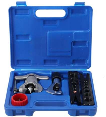 Cozyel Kit Svasatore 45° Con Cartellatrice per Condizionamento, tubi SAE 1/4-3/4 e Metrici 6-19mm, per Rame/Alluminio, Cartellatrice Tubi Rame, Ideale per Idraulica, Auto e HVAC