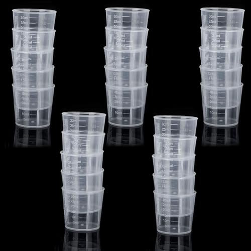 20 Pcs Medicine Cups, 30ml Measuring Cups,Medicine Pots, Graduated Cups Transparent Scale Cups, Mini Clear Kitchen Medicine Cups Transparent Labs Graduated Beakers Baking Cooking Home Lab Measure Tool
