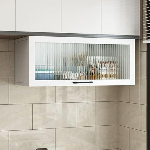 Glasvitrine zur Wandmontage, für Küche, Massivholzkonstruktion mit Klapptür, kompakte Gewürzaufbewahrungslösung