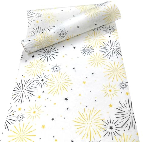 VOPIWOZ Tischdecke Weihnachten, Vliesstoff Tischläufer Modern, Tischläufer Weihnachten Rolle mit Feuerwerk und Stern, Weihnachtstischläufer, Ideale Tischdeko Weihnachten (28cm x 5m)