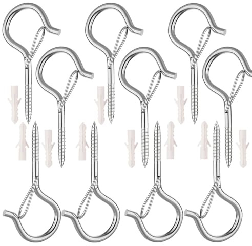 muahmuah Lot de 10 crochets à vis, crochets de plafond, très résistants, avec sécurité, vis à crochet pour plantes suspendues, décoration de Noël, filet pour chat