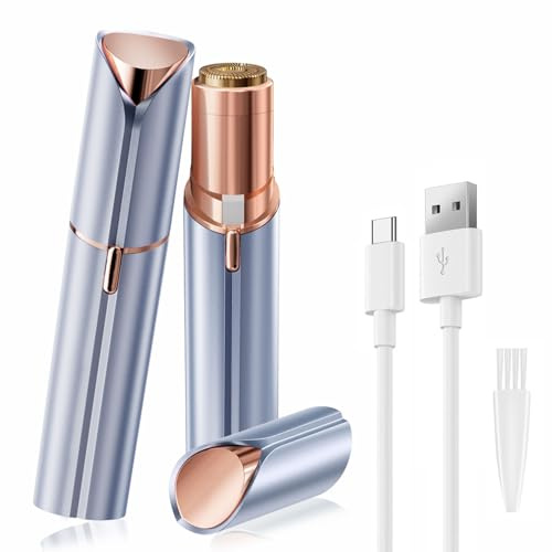 UrbanLuxe Depiladora facial UrbanLuxe para mujer, afeitadora recargable, recortadora indolora para vello facial, labios, vellos y zona del bikini - Azul
