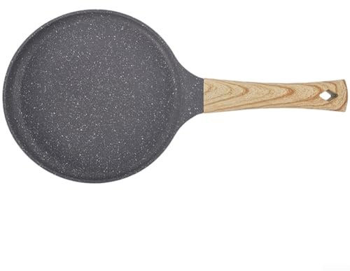 Sartén antiadherente de aleación de aluminio para panqueques y crepes, sartén de desayuno para filetes y huevos, calentamiento rápido, fácil limpieza (negro, 20 cm)