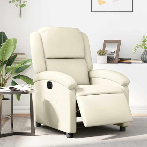 Frdhee Stillsessel Loungesessel Wohnzimmer,Relaxsessel Elektrisch Creme Kunstleder,Lesesessel für Wohnzimmer,Schlafzimmer,Balkon