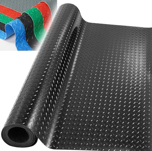 Revêtement de Sol en Caoutchouc antidérapant, Tapis de Sol Usage Industriel, Protection amortissante Contre Les Chocs et l'usure pour Zones de Chargement(Color:Black, Size:130x150cm, Thickness:1.6mm）