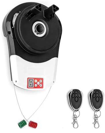 Electric Garage Door Opener, Automatic Roll-Up Shutter with Two Remotes, Built-in Motor for Store and Warehouse Use
