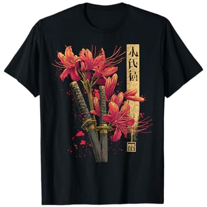 Katana Épée de lys araignée Rouge Anime Japonais Otaku T-Shirt