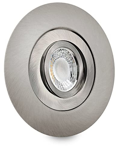LED Einbaustrahler für große Lochausschnitte für einen Einbaudurchmesser von 68mm bis 180mm geeignet Aluminium Spot Einbauleuchte schwenkbar Edelstahl geb. DSK4 GU10-230V Inkl. LED dimmbar warmweiß