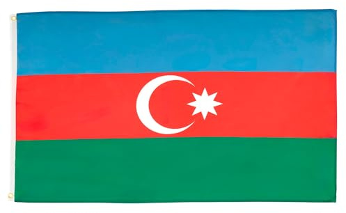 AZ FLAG Bandiera Azerbaigian 150x90 cm Azera Poliestere Leggero 2 Occhielli | Uso interno bandiera decorativa Azərbaycan doppie cuciture e bordi rinforzati con occhielli metallici