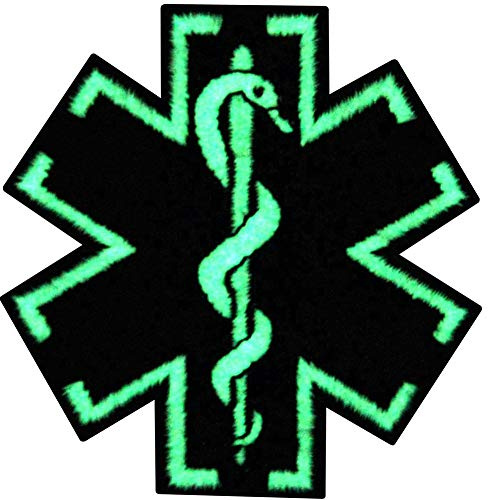 Taktisch Medic Sanitäter Stern des Lebens EMS Bestickter Glühen Im Dunklen Aufnäher zum Aufbügeln/Annähen