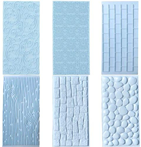 Valink - 6 moldes para hornear con textura de azúcar glaseada de chocolate, molde para hacer pasta de goma, plantilla de silicona para impresión, decoración de tartas de fondant, árbol de co