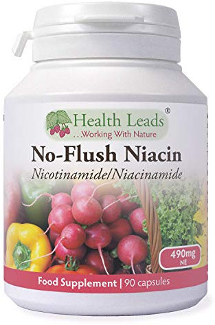 No-Flush Niacin 490mg x 90 Capsules, Nicotinamide/Niacinamide - Flush Free Form of Vitamin B3/Niacin,Magnesium Stearate Free & No Nasty Additives, Vegan, Made in Wales
