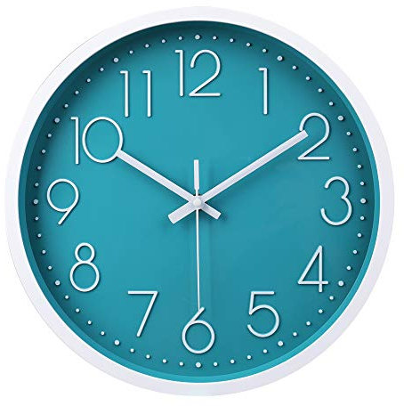 jomparis 30cm Modern Quartz Lautlos Türkis Wanduhr Schleichende Sekunde ohne Ticken - Petrol Wanduhr ist perfektes Dekor für Wohnzimmer, Zimmer, Büro