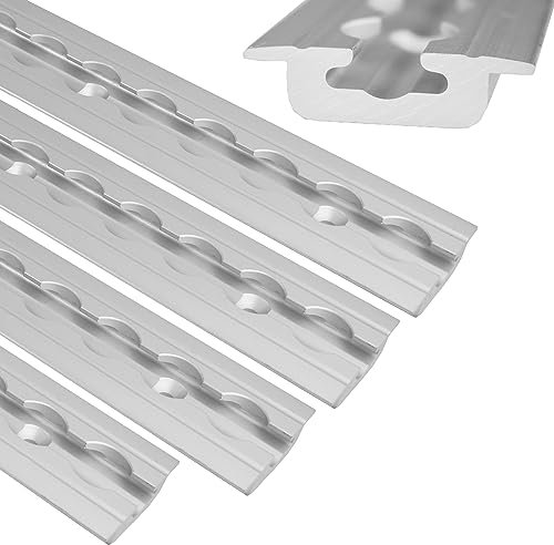 NTG 4 Stück Alu Airlineschiene| 2m | zum Einlassen | versenkbar als Bodenprofil | mit Bohrungen | 1975mm (Gesamt 8 Meter)