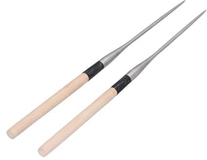 Baguettes en acier inoxydable Baguettes de Sashimi Baguettes de Sushi japonais avec manche en bois Baguettes de cuisine Vaisselle Ustensiles de service(150 mm)