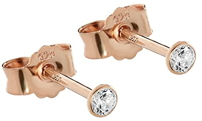 NKlaus 1 Paar Ohrstecker 925 Sterling Silber Rosegold Vergoldet Zirkonia weiß Ohrringe