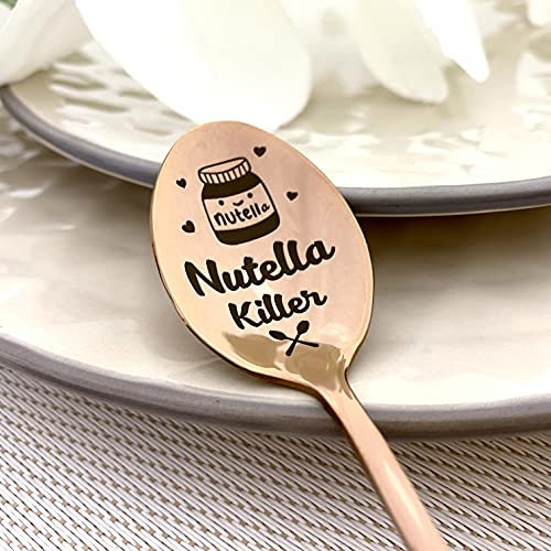 Schoko Killer Löffel - Langem Griff mit Gravur - Kaffeelöffel Langer Löffel Elegantes Geschenk Long Spoon 19 cm