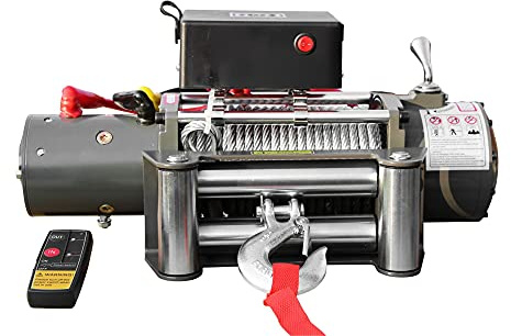 Elektrische Seilwinde Winde 5900Kg 12 V 24 V Motorwinde Stahlseil Kunststoffseil, Ausführung:12 V Stahlseil (226)