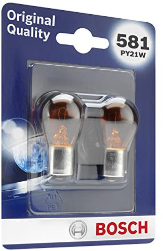 Bosch 581 (PY21W) Original equipment Car Light Bulbs - 12 V 21 W BAU15s - 2 Bulbs