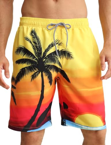 APTRO Badbyxor för män långa snabbtorkande boardshorts fritid shorts, Gul 212, 3XL