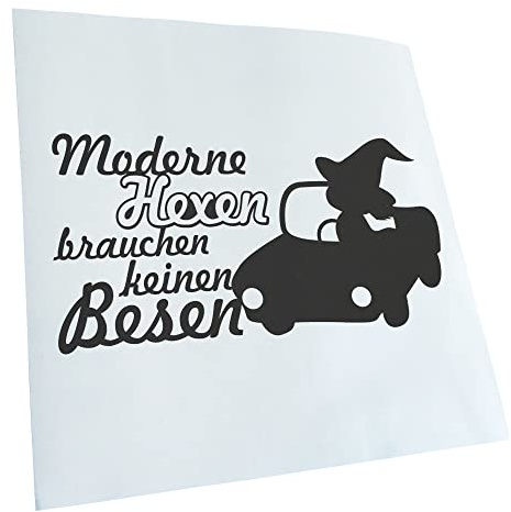 Kiwistar - Autoaufkleber - Dunkelgrau - 20x10cm Moderne Hexen brauchen keinen Besen. - Heckscheibe Auto Aufkleber wetterfest für Kfz LKW Mofa Truck - Sticker außen selbstklebend Tuning Zubehör für