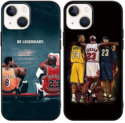 [2 Stück] Handyhülle für iPhone 13 iPhone 14 Hülle 6,1, Basketball Legende 24 23 Player Star Cool Mode Muster Design Case Matt Weich Silikon Stoßfest Back Cover Schutzhülle für iPhone 13 iPhone 14