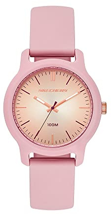 Skechers Uhr für Frauen, Violettfarbenes Quarz-Dreizeigerwerk mit Silikonarmband