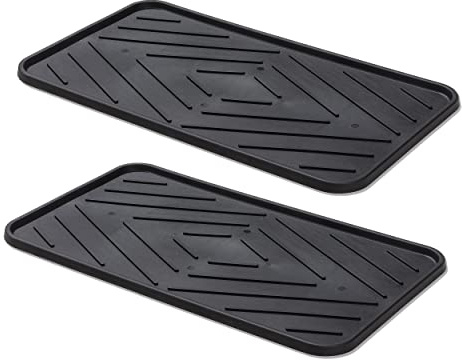 Robuste Schuhabtropfschale pflegeleichte Ablage - Schwarz 2er Set 35x63 cm | Wetterfeste Schuhablage einfach zu reinigen Ablage Fressnapfunterlage Tiere Napfunterlage neutral Schuhwanne Innen und Außen