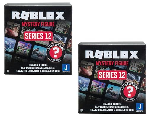Roblox Action Figure Mystery Blind Box, confezione da 2 - Serie 12 - Minifigure e accessori da collezione Mix & Match con codice oggetto virtuale esclusivo - Regalo per bambini - 8+