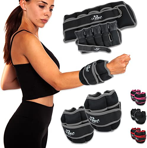 C.P.Sports Verstellbare Gewichtsmanschetten 0,5kg - 2,5kg – 2er Set | Gewichte für Handgelenk, Knöchel, Arme, Beine | Laufgewichte für Damen & Herren | für Laufen, Fitness, Bodyweight Training, Gym