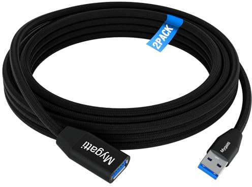Mygatti USB 3.0 Verlängerungskabel 2 Stück 1M,5.0 Gbps USB A-Stecker auf Buchse mit Nylon Stoffmantel,geeignet für Kartenleser,Tastaturen,Drucker,Scanner,Kameras,USB 3.0 Extension Cable