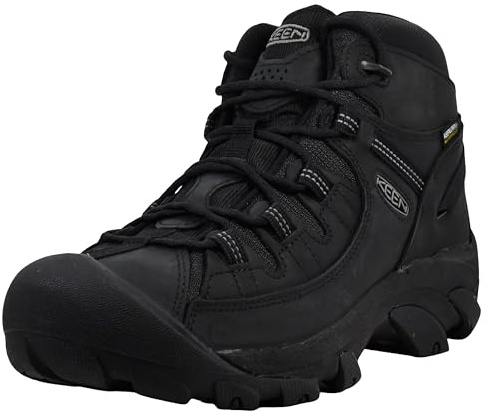 KEEN Men's Targhee 2 Mid Height Waterproof Hiking Boots, Black/Black, 9.5