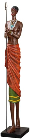 Casablanca große Deko Figur Skulptur XXL - afrikanische Dekofigur Mann aus Kunstharz Farbe: Orange Mehrfarbig - Dekoration Geschenk Höhe 82,5 cm