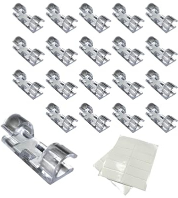 JLB Plastics UK Self Adhesive Cable Management Desk Tidy Phone Charge Cable Clips (20, Small, 5-7mm diameter)