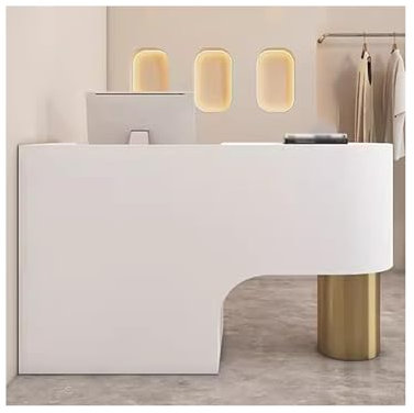 ZQQZEZ Empfangstheke Anpassbare Logo-Empfangstheke mit Theke und verschlossener Schublade für Einzelhandelsbekleidungsgeschäft(Gold,86.6x23.6x39.3in)