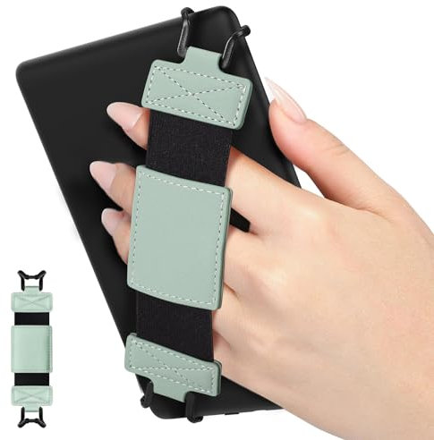 MoKo Weich Handschlaufe für 6 - 8 eReaders Fire Tablet - Kindle/Kobo/Voyaga/Lenovo/Sony E-Book, Hochelastisch Vielseitig Fingerhalterung Griff Halter, Minze-Grün