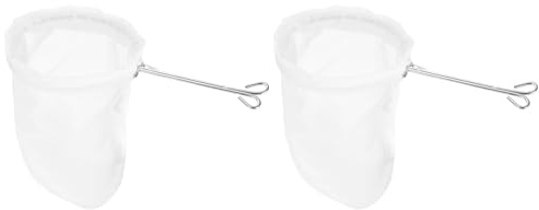 QUARKZMAN 2 Bolsas de Filtro de Tela para Café, Filtro de Tela para Café, Colador de Café Reutilizable con Asa de Anillo Doble de Acero, Pequeño, Blanco