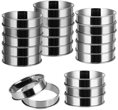 FAAING 20 Anillos de 10 cm para Tartas, Pequeños Moldes de Anillos Redondos para Hornear, Postres y Muffins, Acero Inoxidable