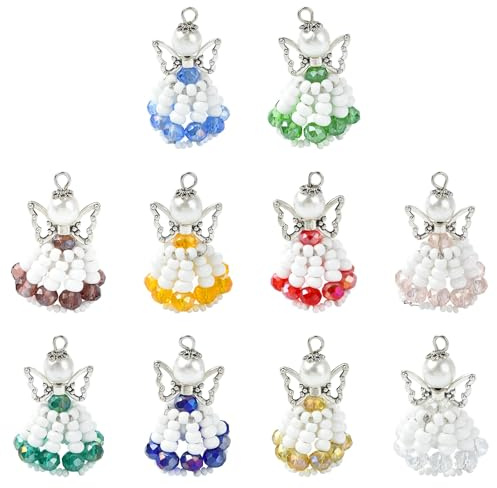 KitBeads 10 st ängel prinsessa berlocker glasfrö pärla fe berlocker prinsessklänning ängel dinglande berlocker för smyckestillverkning armband halsband hantverk, Akryl, Ingen ädelsten