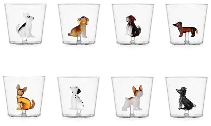 Ichendorf Milano – Juego de 8 vasos Tumbler de agua – DOGS – Designed by Alessandra Baldereschi