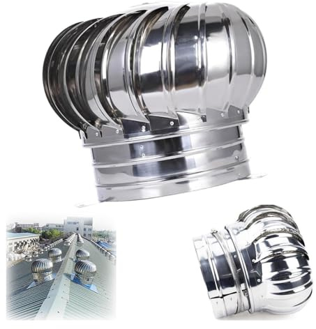 IMUNKT Comignolo Girevole in Acciaio Inox 110mm 160mm 200mm 300mm Ventilazione Canna Fumaria, Funziona Senza Elettricità, per Fattorie, Tetti, Fabbriche(160mm/6.3in)