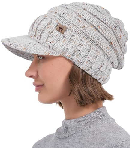 Creekstone Beanie Hüte für Damen Herren Fleece gefütterte Wintermützen Frauen Slouchy Beanies Fleece gefütterte Beanie mit Krempe Visier