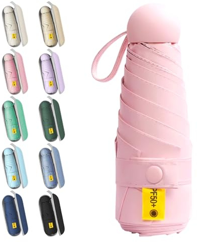 WoRuyKot Mini Parapluie Pliant, parapluie mini,Parapluie Anti Uv, Petit Parapluie De Poche Solide, Protection Contre Le Vent Et La Pluie, Parfait Pour Les Déplacements Quotidiens (Rose)