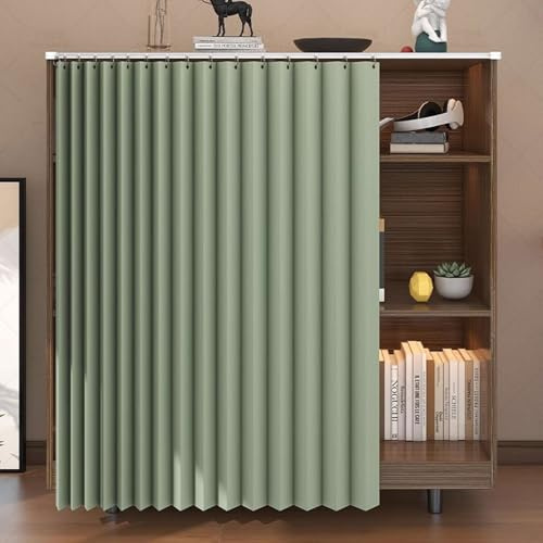 Meuble à chaussures étanche à la poussière et rideaux courts de cuisine – Solution de rangement coulissante sous évier (taille : 120 x 60 cm, couleur : vert) pour la maison.