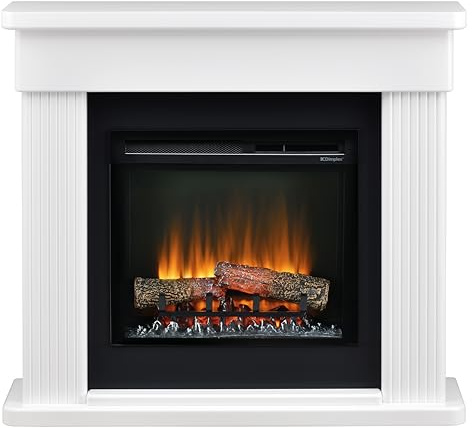 Dimplex Portland Elektrokamin - Elektrokamin mit Heizung und Weißer Kaminkonsole - Optiflame Kaminfeuer mit Einstellbarer Helligkeit, 4 Flammenfarben & 2 Heizstufen - Inkl. Fernbedienung