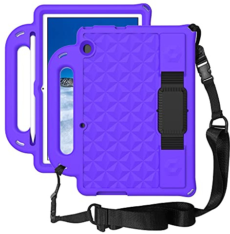 Tablettskydd Tablet Väska till Huawei MediaPad T5 10 , Lätt stötdämpad Barnvänlig Full Body EVA Skyddsskyddshandtag Stand & axelrem Hemma för surfplatta(PURPER)