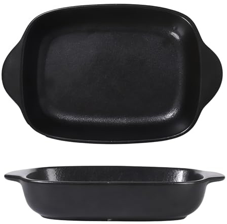 Jaamyears Plato rectangular para horno de 600 ml, platos de lasaña a prueba de horno, platos de cerámica para cazuela, bandeja de cerámica para hornear