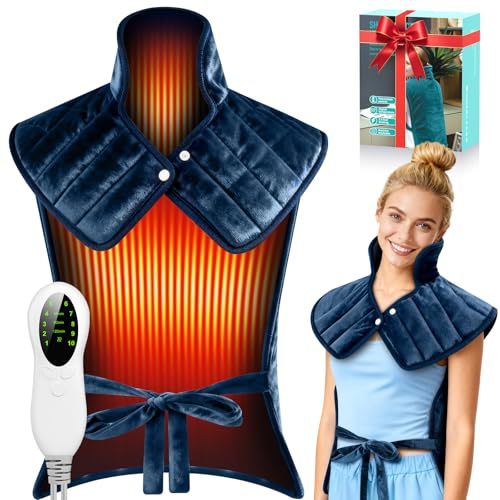 Heating Pad for Back Neck & Shoulders, 2.7lb Weighted Electric Graphene-Infused Heat Pad for Pain Relief, Wearable Full Body Large 24x35 Fast Heating, ETL Certified, Gifts for Women, Men, Mom, Dad
